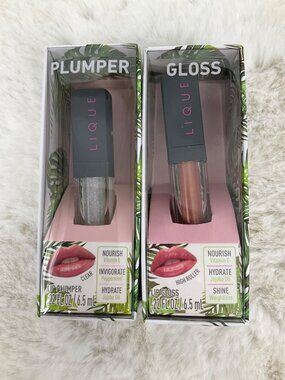 LIQUE Lip Care Lip Gloss High Roller & Lip Plumper Clear 2 pc lot NEW sealed